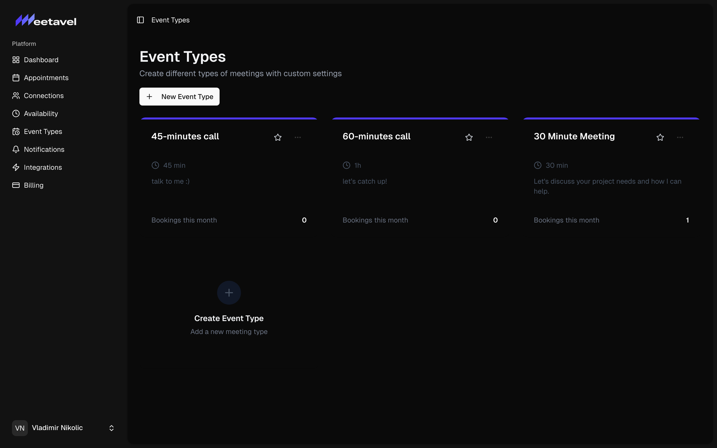 Create your first event type