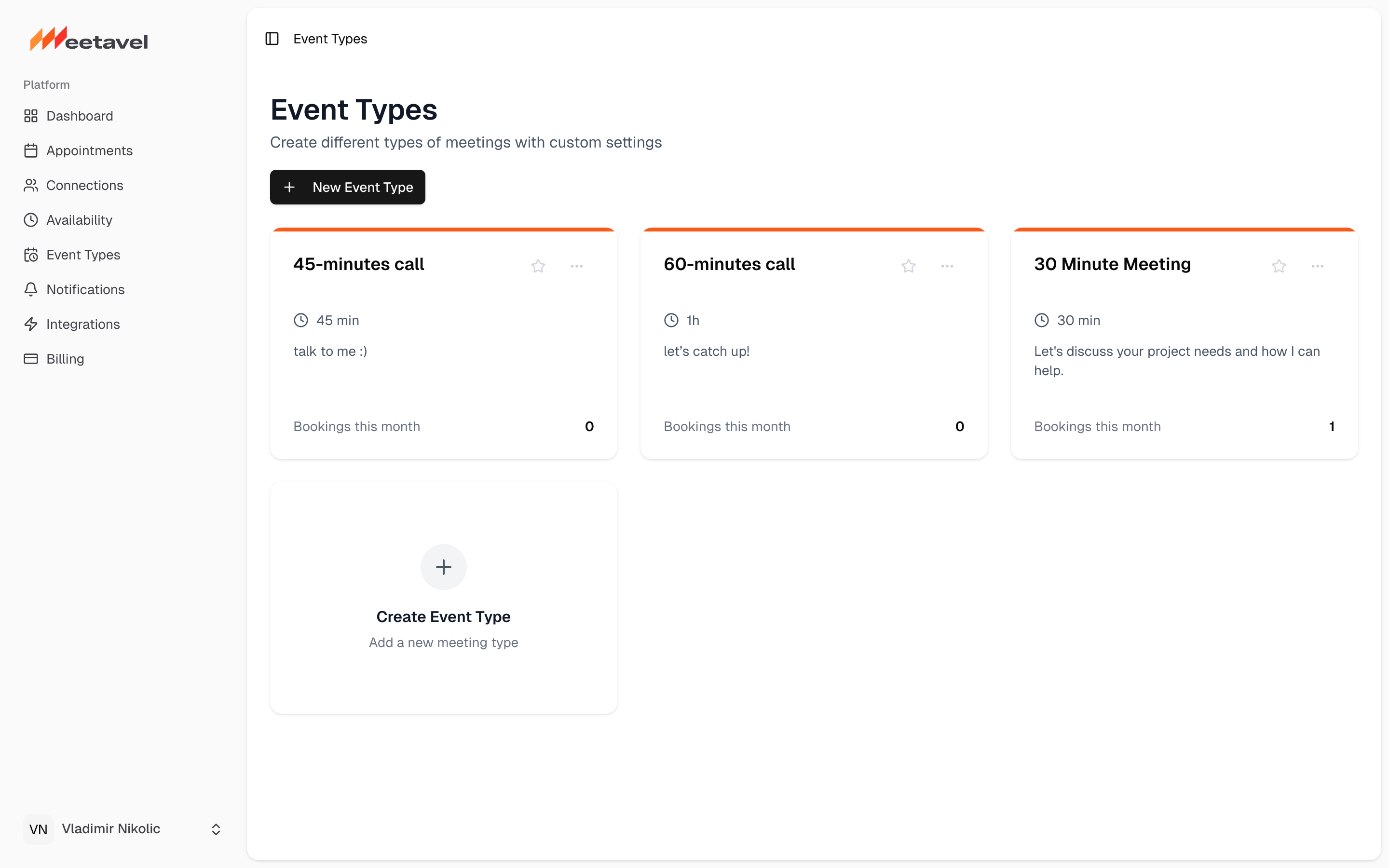Create your first event type