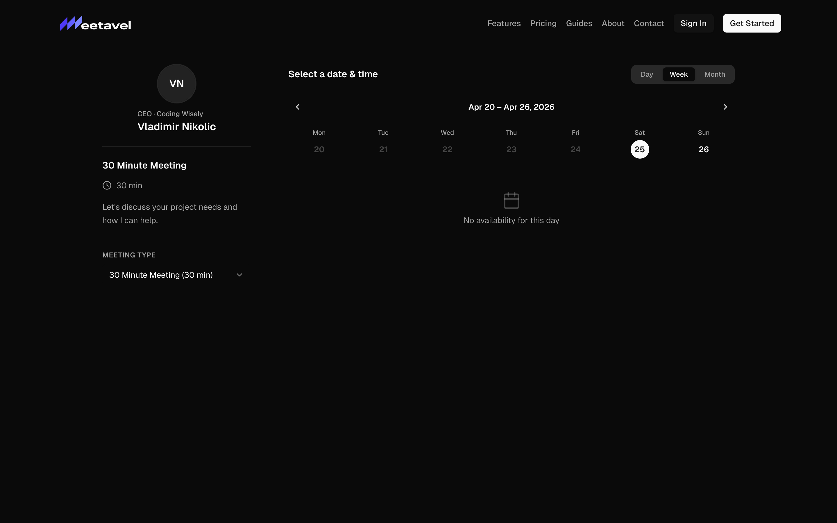 Meetavel public booking page