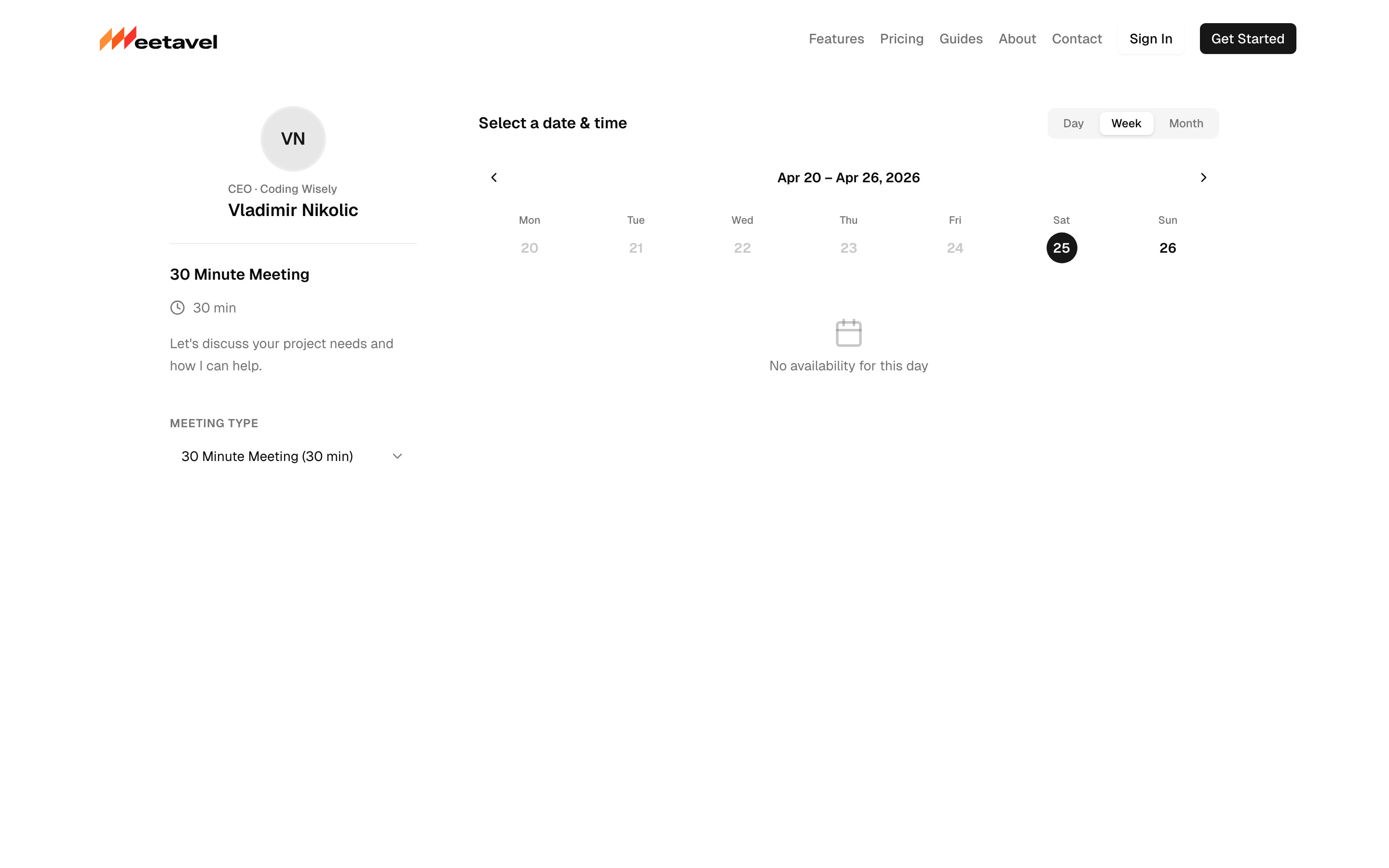 Meetavel public booking page